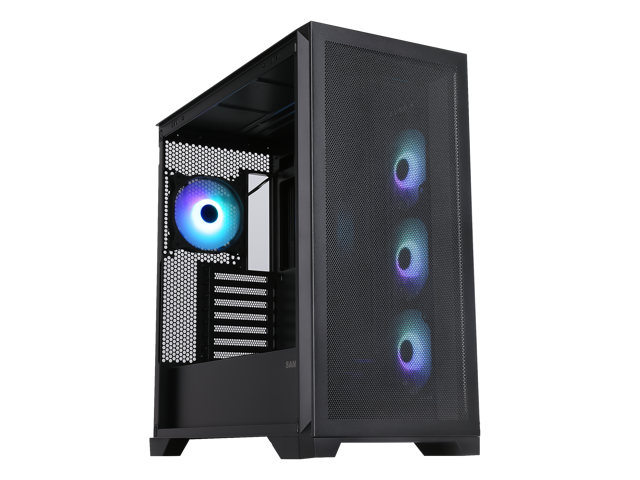 Sama TS01-RGB-BK Black Dual USB3.0 and Type C Tempered Glass ATX Full ...