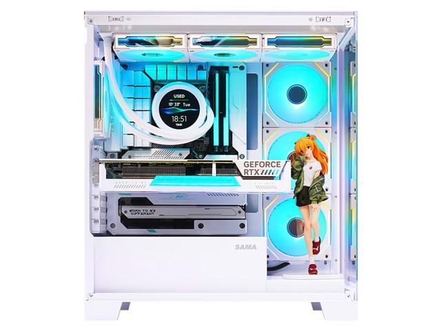 Sama Neview 2351 White Dual USB3 0 And Type C Tempered Glass ATX Mid Tower Gaming Computer Case