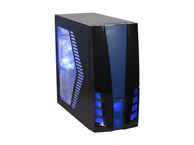 XION Gaming Series Armor X AXP-ARM001-BL Black with Blue LED Light Steel ATX Mid Tower Computer Case