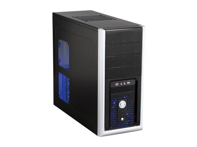 XION XON-160P Black with Blue LED Light Steel ATX Mid Tower Computer Case 500W Power Supply