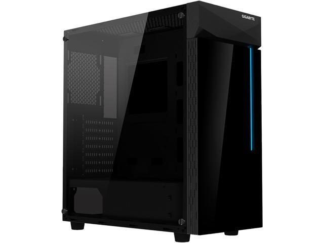 GIGABYTE C200 GLASS - Black Mid Tower PC Gaming Case, Tempered Glass, PSU Shroud (GB-C200G)