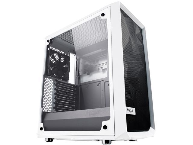 Fractal Design Meshify C White - White Steel / Tempered Glass ATX Mid Tower  High-Airflow Compact Clear Tempered Glass Computer Case