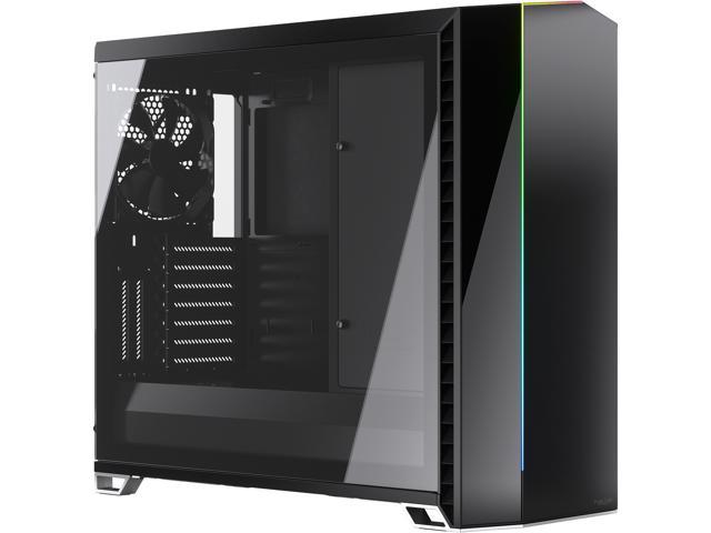 Fractal Design Vector RS Blackout ATX Silent Modular Tempered Glass Window Mid Tower Computer Case with ARGB LED strip and Adjust R1 RGB Controller