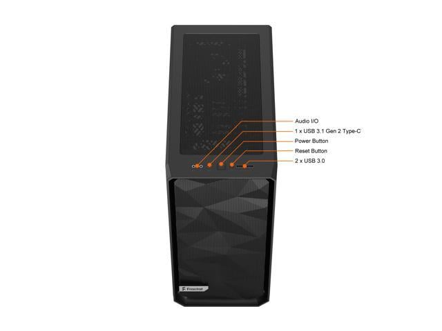 Fractal Design Meshify 2 Compact Black ATX Flexible High-Airflow Light  Tinted Tempered Glass Window Mid Tower Computer Case