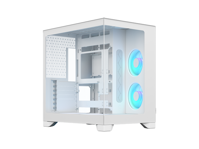 Fractal Design Pop 2 Vision White RGB - Dual-Chamber PC Gaming Case - Front and Side Glass Panels- Four 120 mm Reverse Blade RGB Fans Included - Spacious Interior - E-ATX (up to 280 mm) ATX/mATX/ITX