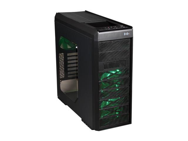 DIYPC Adventurer-9601G Black/Green Steel Gaming ATX Mid Tower Computer Case with 5 x 120mm Green Fan and 1 x USB3.0