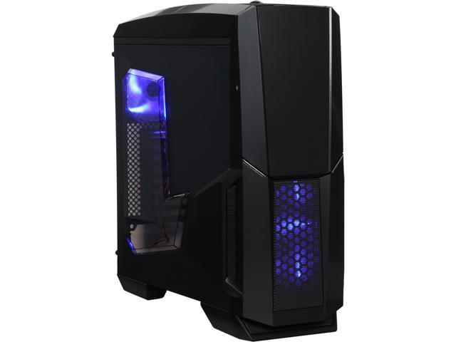 DIYPC Gamemax-BK Black Dual USB 3.0 ATX Full Tower Gaming Computer Case with Build-in 5 x Blue Fans (2 x 120mm LED Fan x Top, 2 x 120mm LED Fan x Front, 1 x 120mm LED Fan x Rear), Water Cooling Ready