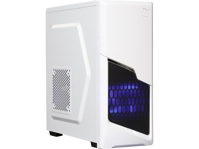 DIYPC P48-W White SECC ATX / Micro ATX Mid Tower Computer Case w/ 2 x 120mm Blue Fans