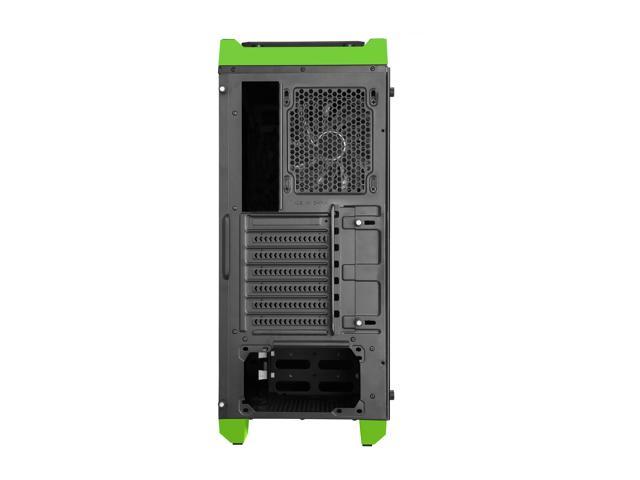 DIYPC DIY-TG8-BG Black/Green Dual USB3.0 Steel/ Tempered Glass ATX Mid Tower Gaming Computer ...