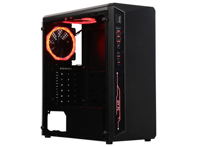 Diypc Diy Model X Rgb Black Usb3 0 Steel Tempered Glass Atx Mid Tower Gaming Computer Case W Tempered Glass Panel Left Side 2 X Rgb Led Ring Fan Pre Installed Newegg Com