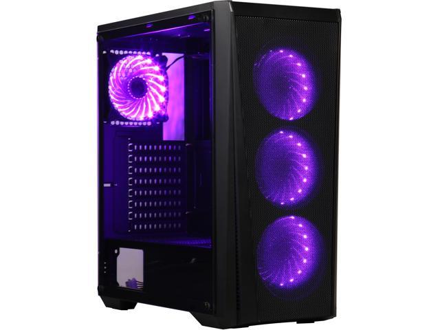 DIYPC Trio-VX-RGB Black Dual USB3.0 Steel/ Tempered Glass ATX Mid Tower Gaming Computer Case w/Tempered Glass Panel and Pre-Installed 4 x Addressable RGB LED Fans
