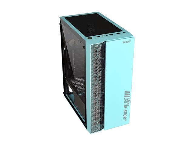 DIYPC DIY-S08-G Green USB 3.0 Steel / Tempered Glass ATX Mid Tower ...