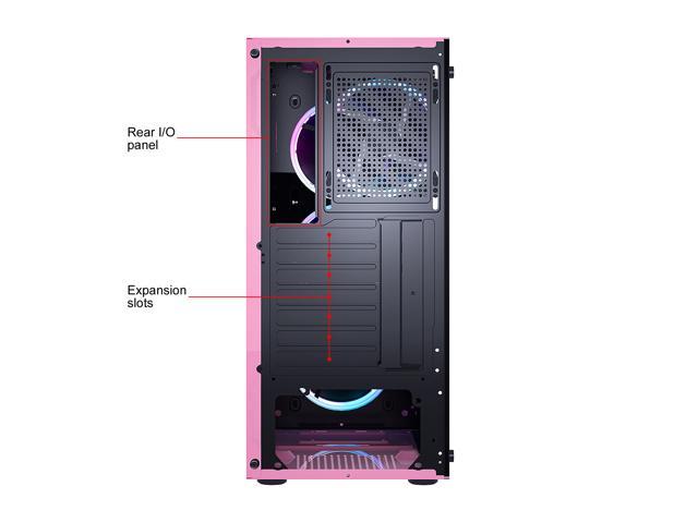 DIYPC Rainbow-Flash-F4-P Pink USB 3.0 Steel / Tempered Glass ATX