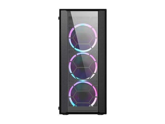 DIYPC Rainbow-Flash-F4-B Black Steel / Tempered Glass ATX Mid