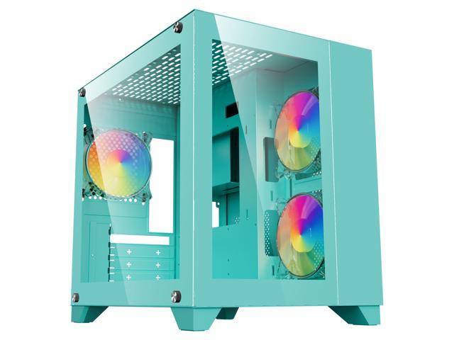 DIYPC ARGB-Q3-Green USB3.0 Tempered Glass Micro ATX Green Gaming ...