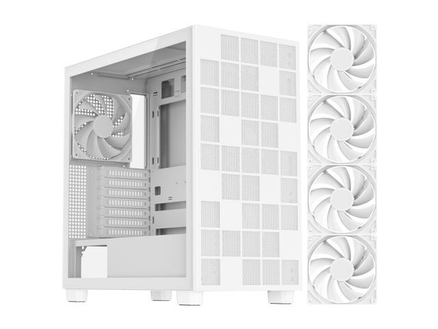 DIYPC IDX6-W White USB3.0 /Type C ATX Mid Tower Gaming Computer Case w/ Tempered Glass Side Panel and 4 x 120mm White Fans Pre-Installed