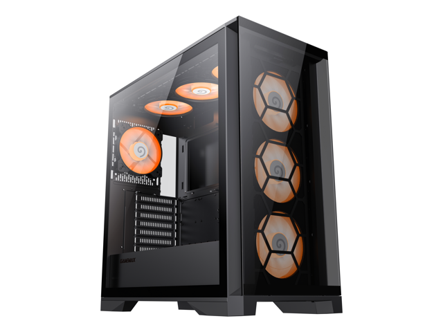 GAMEMAXLeaderTGBlackFullTowerComputerCase-MicroATX/ATX/ITX/E-ATXw/6ARGBFans(Pre-Installed)