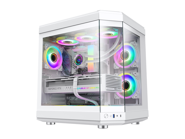 GAMEMAX HYPE White USB3.0/Type C Panoramic Tempered Glass ATX Mid-Tower ...