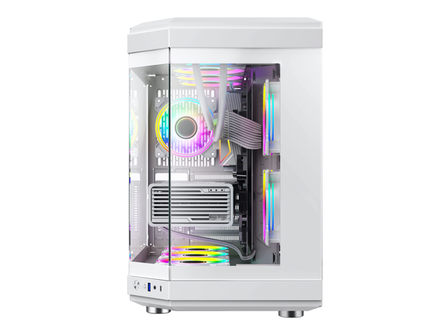 GAMEMAX HYPE White USB3.0/Type C Panoramic Tempered Glass ATX Mid-Tower ...