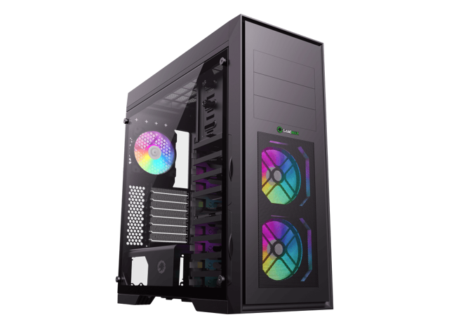 GAMEMAX Master TG Black Tempered Glass Full Tower Computer Case w/3x120mm  Autoflow Rainbow Fans (Pre-Installed)