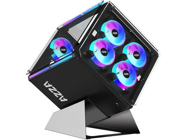 AZZA Cube 802 / Gaming  /  CNC ATX Case  / Tempered Glass / Black / Steel / 5 x 120mm ARGB fan included / Fan Hub included