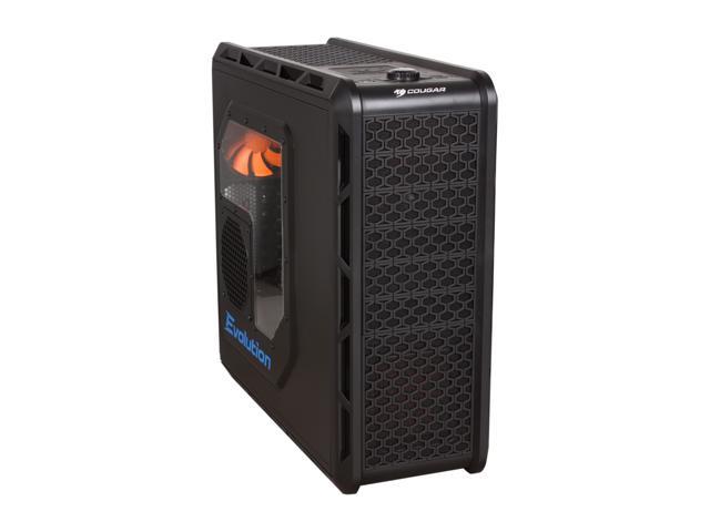 COUGAR Evolution Black SECC ATX Mid Tower Computer Case with Dual 12cm COUGAR TURBINE HYPER-SPIN Bearing Silent Fans, 2 x USB 3.0, 2 x USB 2.0