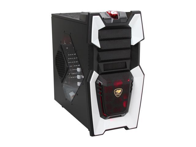 COUGAR Challenger-W White / Black Steel / Plastic ATX Mid Tower Computer Case with 12cm COUGAR TURBINE HYPER-SPIN Bearing Silent Fans and 20cm LED Fan