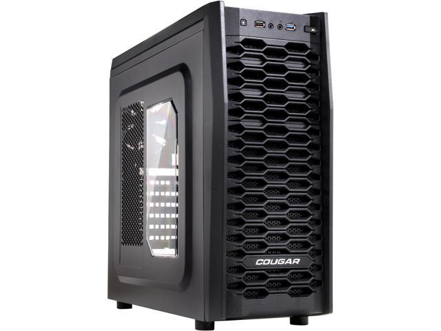 COUGAR MX300 Black Steel ATX Mid Tower Computer Case with 1 x 12cm COUGAR TURBINE HYPER-SPIN Bearing Silent Fans and USB 3.0 Standard ATX PS2 ( optional ) Power Supply