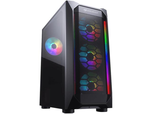 Cougar Mx410 Mesh G Rgb Black Powerful And Compact Mid Tower Case With Mesh Front Panel And Tempered Glass Built In 4 Rgb Fan Newegg Com