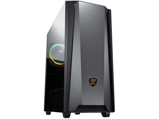 COUGAR MX660 Iron RGB-Dark Dark Black Steel / Plastic / Tempered Glass ATX Mid Tower Computer Case with Iron Front Panel and Clear Tempered Glass Left Panel