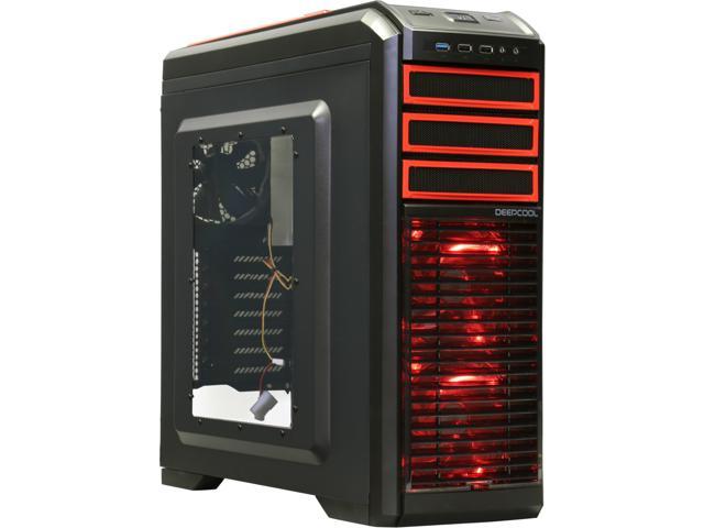DEEPCOOL KENDOMEN Red ATX Mid Tower Computer Case Pre-installed 5 Cooling Fans With Side Window Support 240mm Water Cooling Installation at Top