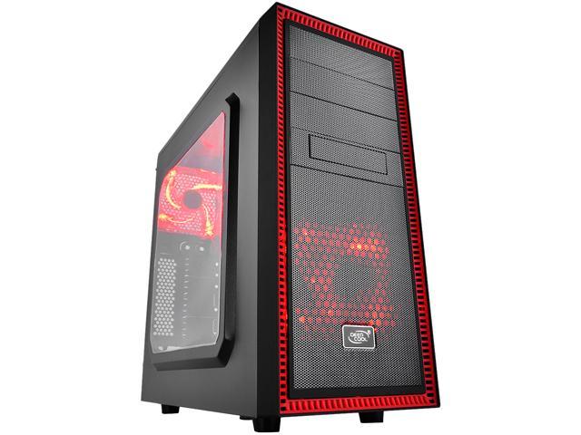 Deepcool Tesseract DP-ATX-TSRBKRD Black / Red SPCC / Plastic / Rubber Coating ATX Mid Tower Computer Case Compatible with  ATX PS2 Power Supply