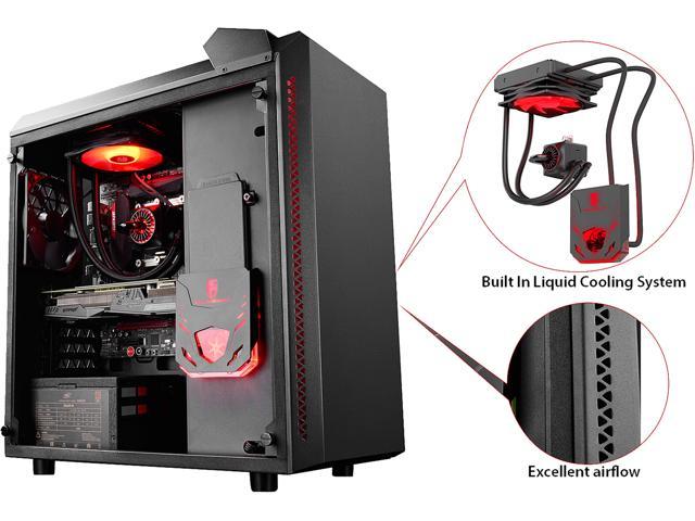 DEEPCOOL Gamer Storm BARONKASE LIQUID Black ATX Mid Tower with 120mm AIO Water Cooling System pre-installed SECC/Tempered Glass Computer Case with Controllable RGB Lighting System