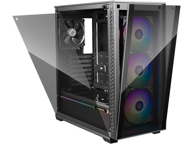 DEEPCOOL MATREXX 70 ADD-RGB 3F Mid-Tower Case 3x120mm ADD-RGB Fans Modular design Full-size Tempered Glass GPU Vertical Installation Quick Open Panels