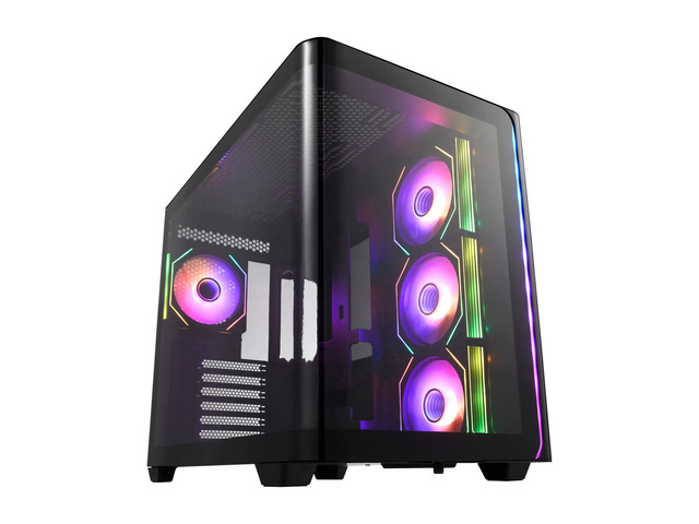 FSP M580-BA ATX Mid PC Case with Cured Glass Panel, Dual-Chember