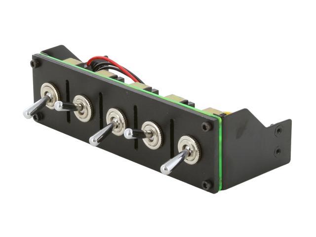Lamptron 5.25" 5-channel fan controller, 100w/channel, on/off switch, molex 4-pin fan connectors