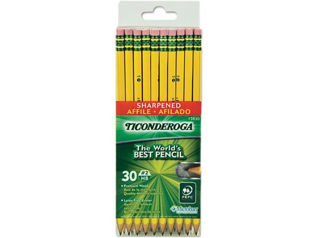 Ticonderoga DIX13830 Pre-Sharpened Pencil, #2, Yellow Barrel, 30/Pack