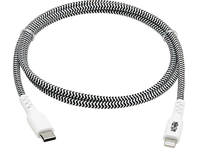 Tripp Lite M102-003-HD Black / White Heavy-Duty USB-C to Lightning Sync/Charge Cable, MFi Certified - M/M, USB 2.0, 3 ft. (0.9 m)