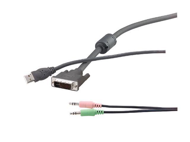 BELKIN OmniView KVM Cables for SOHO Series with Audio, 6ft USB/DVI
