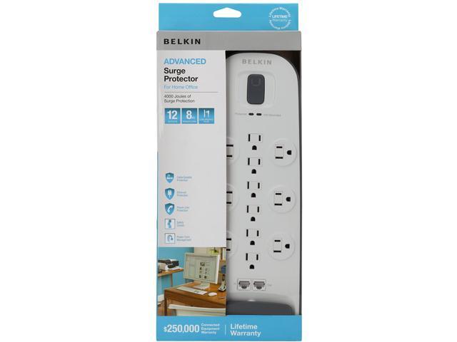 BELKIN BV112234-08 8ft 12 Outlets 3996 j Surge with Ethernet, Cable/Satellite/Telephone Protection