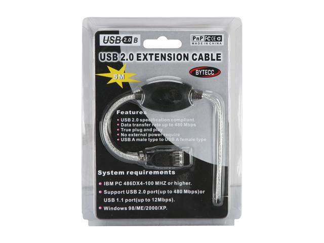 BYTECC BT-502 Transparent USB Repeater Cable, 16 FT, AM/ AF