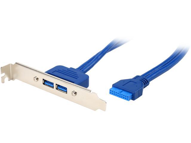 Coboc PCIU3-20PSPL2-18 18" Dual Ports USB 3.0 to 20pin Header Adatper Cable w/ Rear Panel - PCI Bracket USB 3.0 20pin to 2 Ports Type A Female