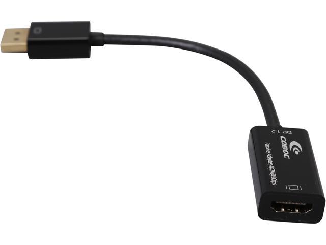 Coboc AD-DP2HD4K-6-BK  6 inch Black  Color DisplayPort V1.2 to HDMI Passive Video Adapter Converter w/Audio - DP to HDMI - 4K x 2K