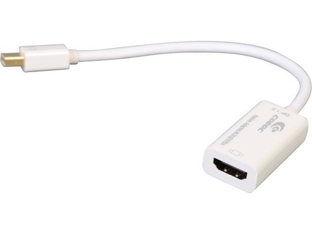 Coboc AD-MDP2HD4K-6-WH  6 inch White  Color Mini DisplayPort V1.2(Thunderbolt Compatible)  to HDMI Passive Video Adapter Converter w/Audio - MiniDP/mDP to HDMI - 4K x 2K
