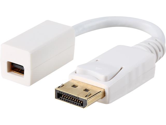 Coboc AD-DPM2MDPF-6-WH 6inch Dongle-style 32AWG DisplayPort V1.2 Male to Mini DisplayPort Female Adapter,Gold Plated,White