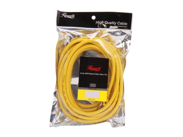 RCNC-12037 Yellow Rosewill 15-Feet Shielded Cat 6A Network Ethernet Cables 