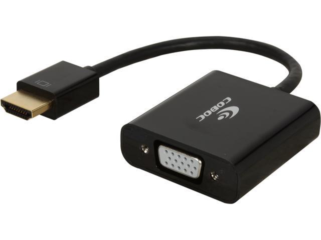 Coboc CL-AD-HD2VGA-6-BK 6 inch Dongle-style HDMI to VGA Video Active Adapter Converter with 3.5mm Audio for Desktop PC / Laptop / Ultrabook - 1920 x 1080 Resolution