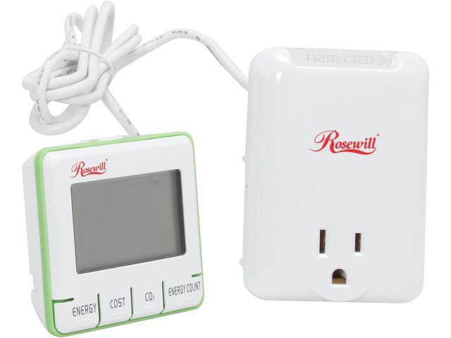 Rosewill RHSP-13001 - 360-Joule Surge Protection Electricity Load Meter and Energy Monitor with Controllable On/Off Outlet and Protected LED Indicator
