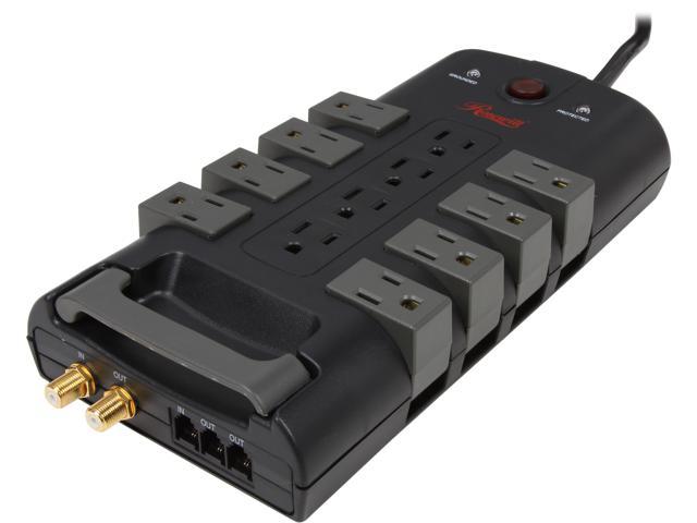 Rosewill 12 Power Outlet Grounded Surge Protector, 4320 Joules 6KV, 8 Rotating Outlets, RJ11 and Coax Protection, 1800W, 6 Feet Cord, RHSP-13006