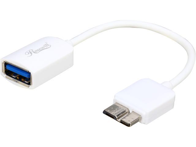 Rosewill ROTG-0.5WH - 6-Inch Micro USB 3.0 Port to USB OTG Adapter Cable - White